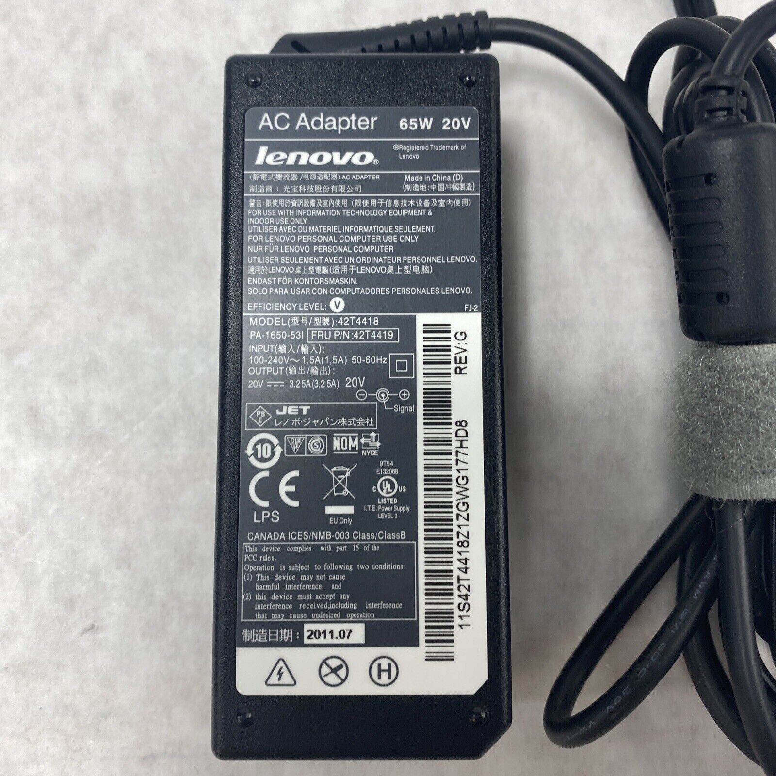 Lenovo 42T4418 AC Adapter Charger for Thinkpad L410 L420 L421 L430 L510