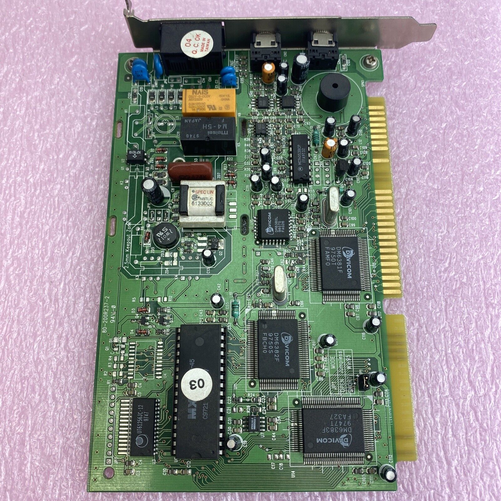 Dynamode V1433VQH-U 8-Bit ISA 33.6Kbps V.34 Voice Modem Card