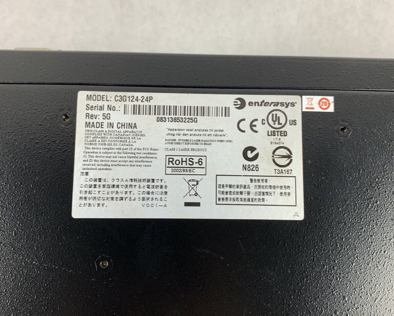 Enterasys C3G124-24P 24 Port PoE Gigabit Managed Network Switch
