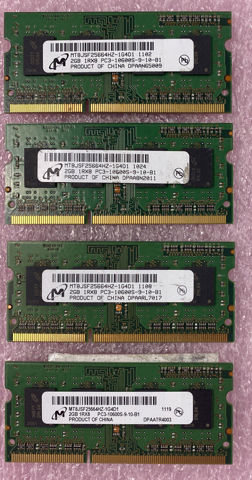 Lot( 4 ) 2GB Micron MT8JSF25664HZ-1G4D1 PC3-10600S 1333MHz DDR3 Laptop Memory