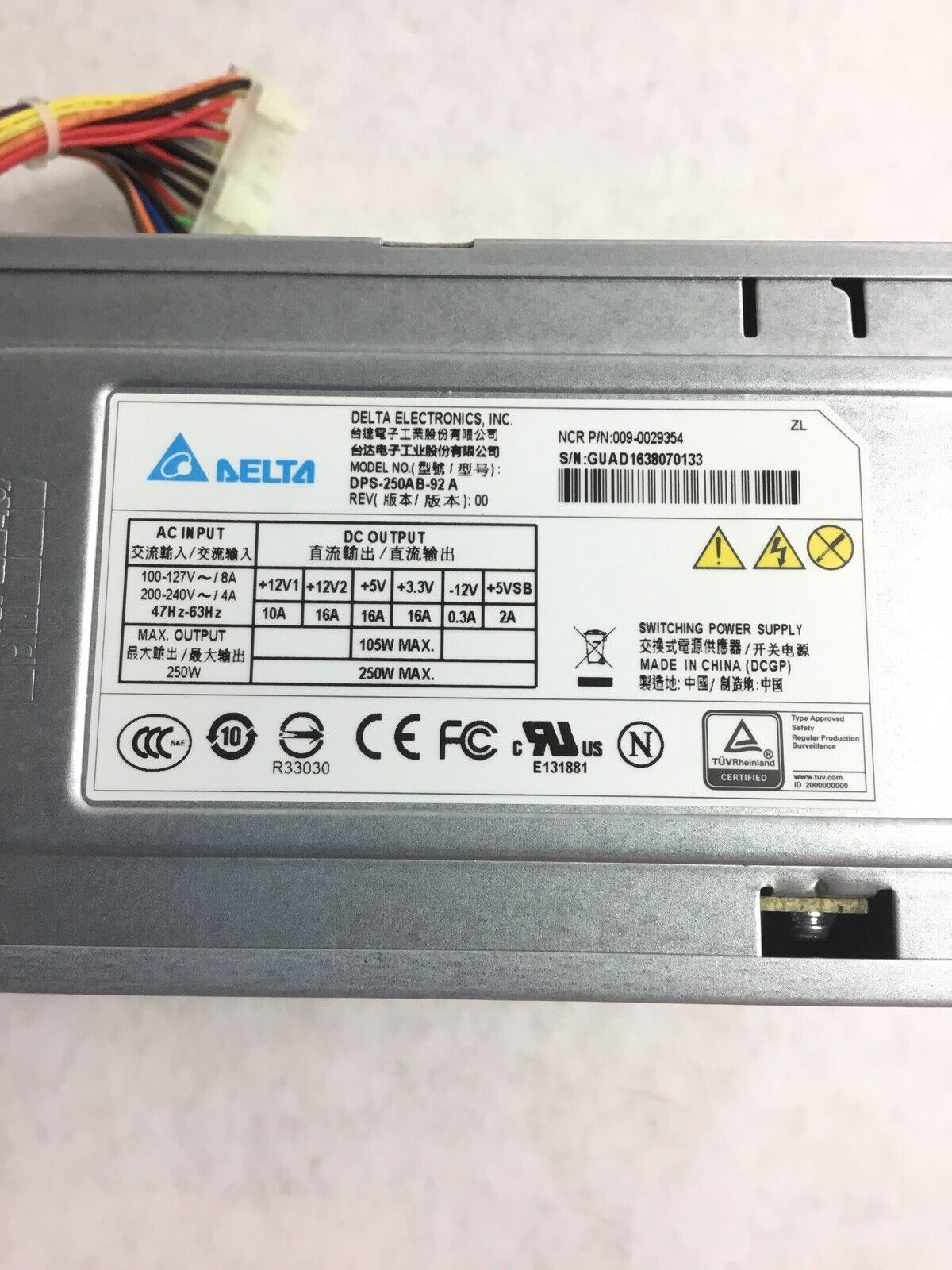 Delta Electronics Model DPS-250AB-92A 250 Max Power Supply PSU -Tested