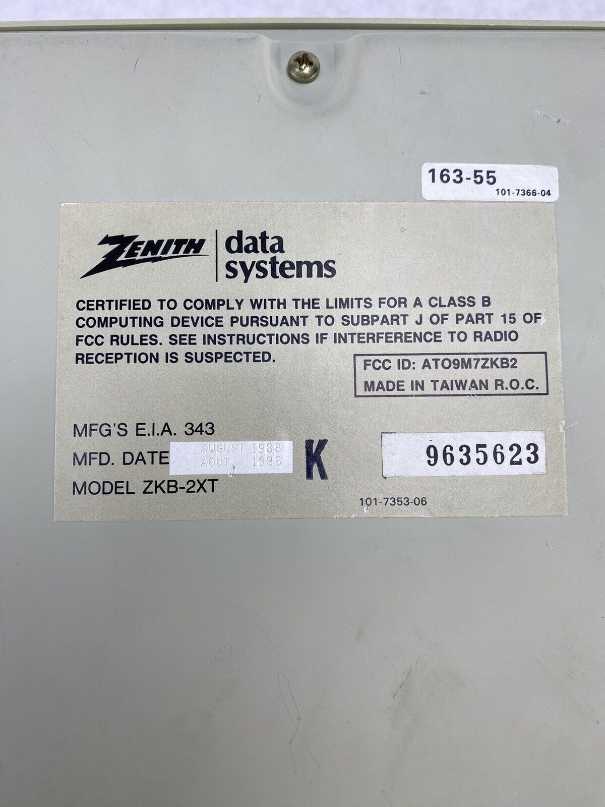 Zenith Data Systems ZKB-2XT Keyboard AT/XT 1988 Classic Vintage Rare