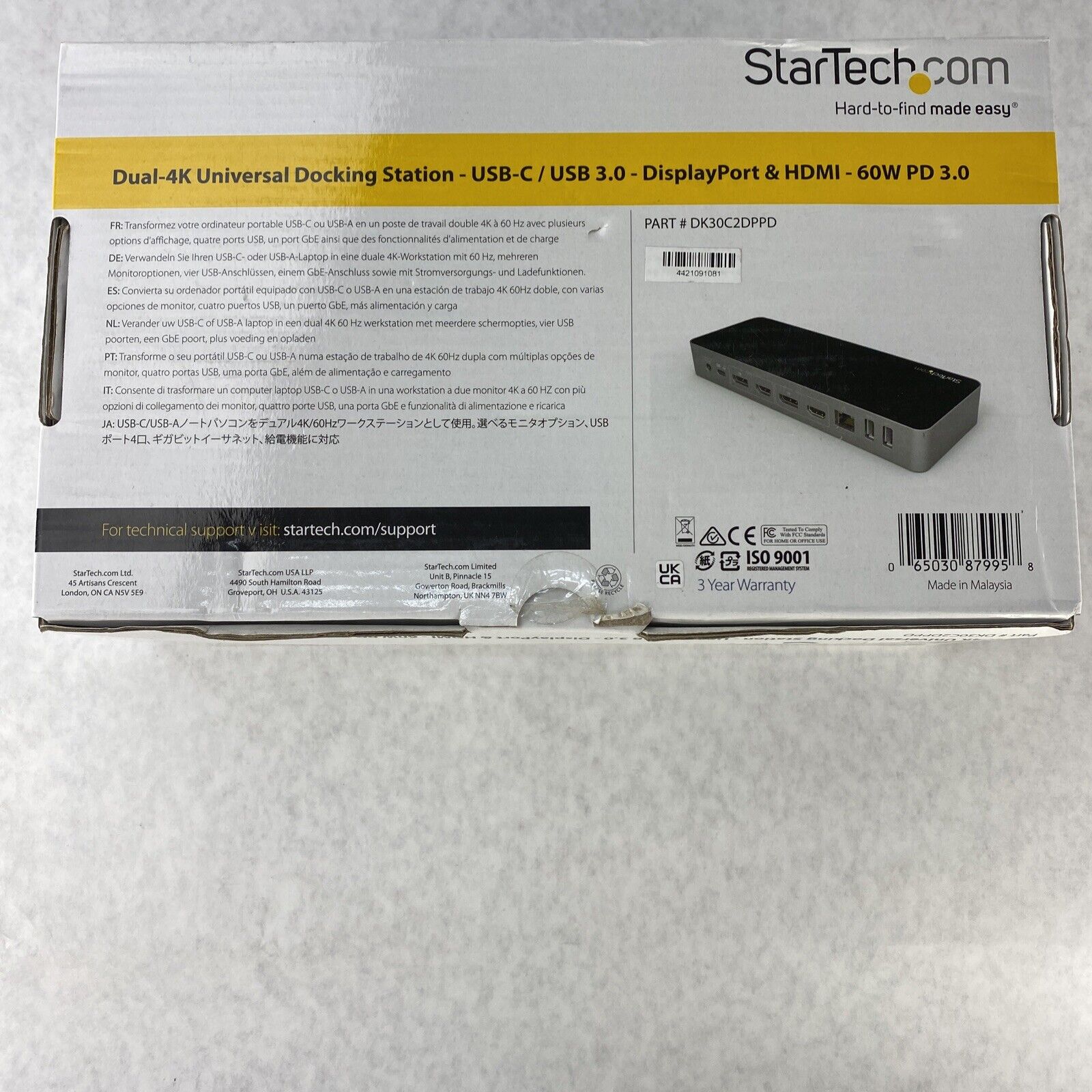 StarTech DK30C2DPPD Dual 4K Universal Laptop Docking Station USB- C USB 3.0