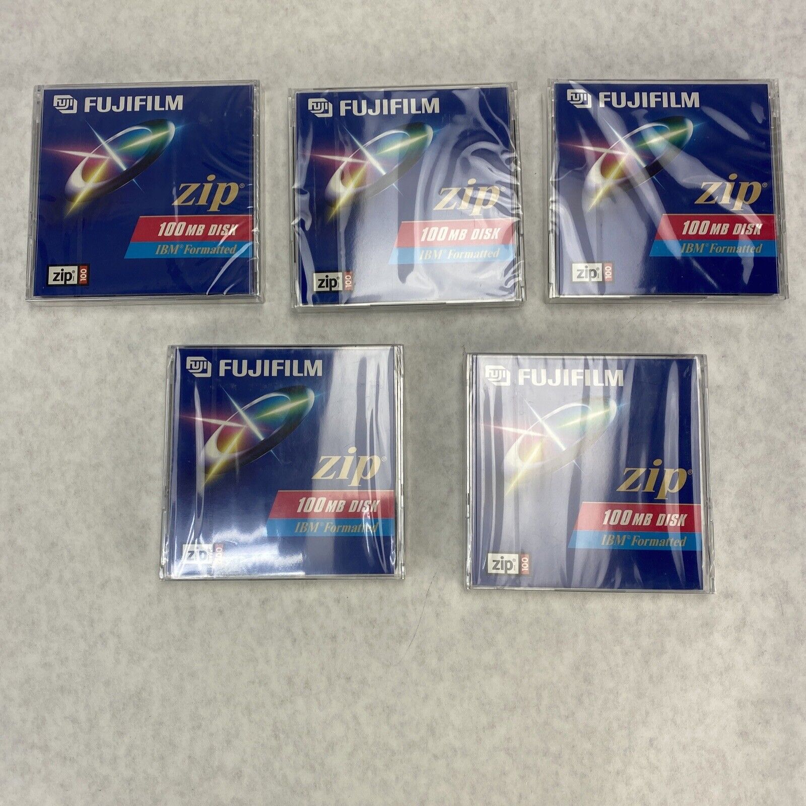 Lot( 5 ) FujiFilm 100mb Zip Disk Factory Sealed IBM Formatted