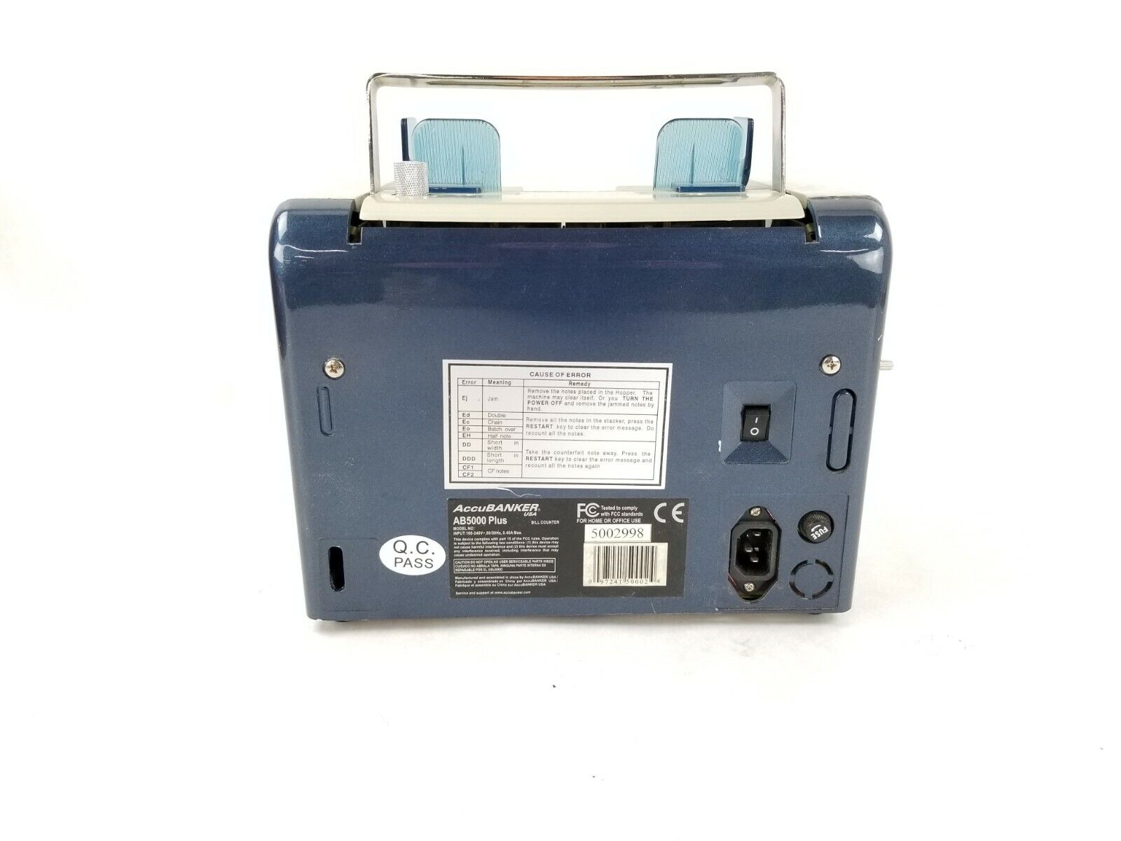 AccuBanker AB5000 Plus Commercial Bill Counter Untested