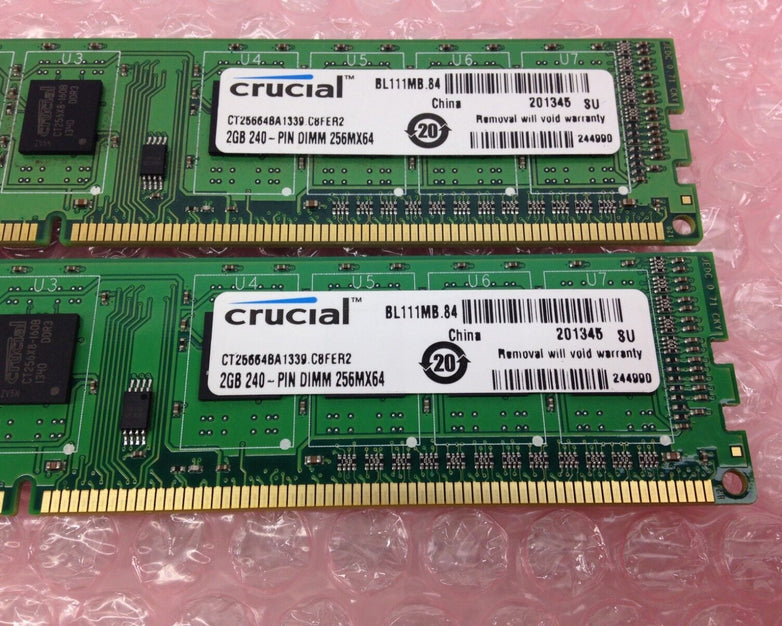 Crucial 4GB (2x2GB) 240-PINN DIMM 256MX64 DDR3 RAM CT25664BA1339.C8FER2 RAM