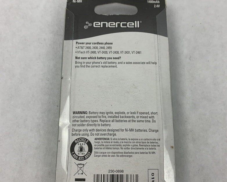 New Enercell Cordless Phone Battery 2.4V 1400 mAh 23-898