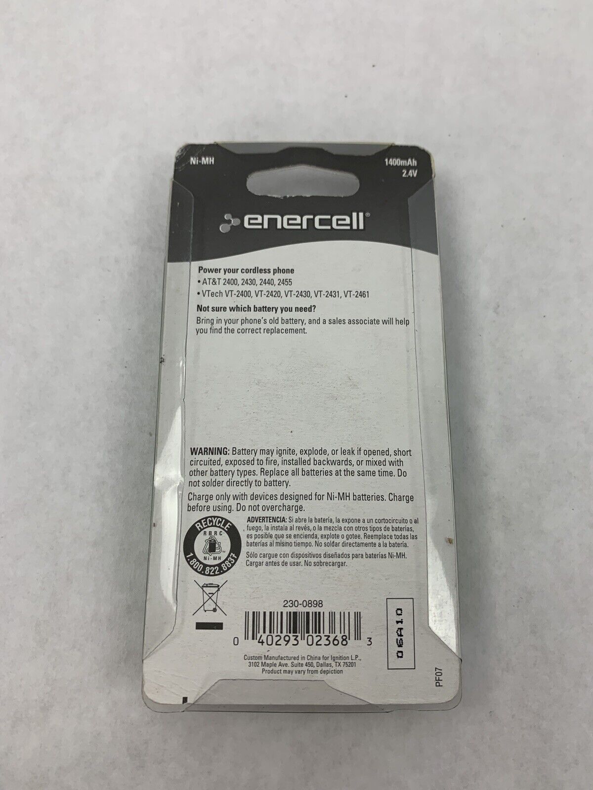 New Enercell Cordless Phone Battery 2.4V 1400 mAh 23-898