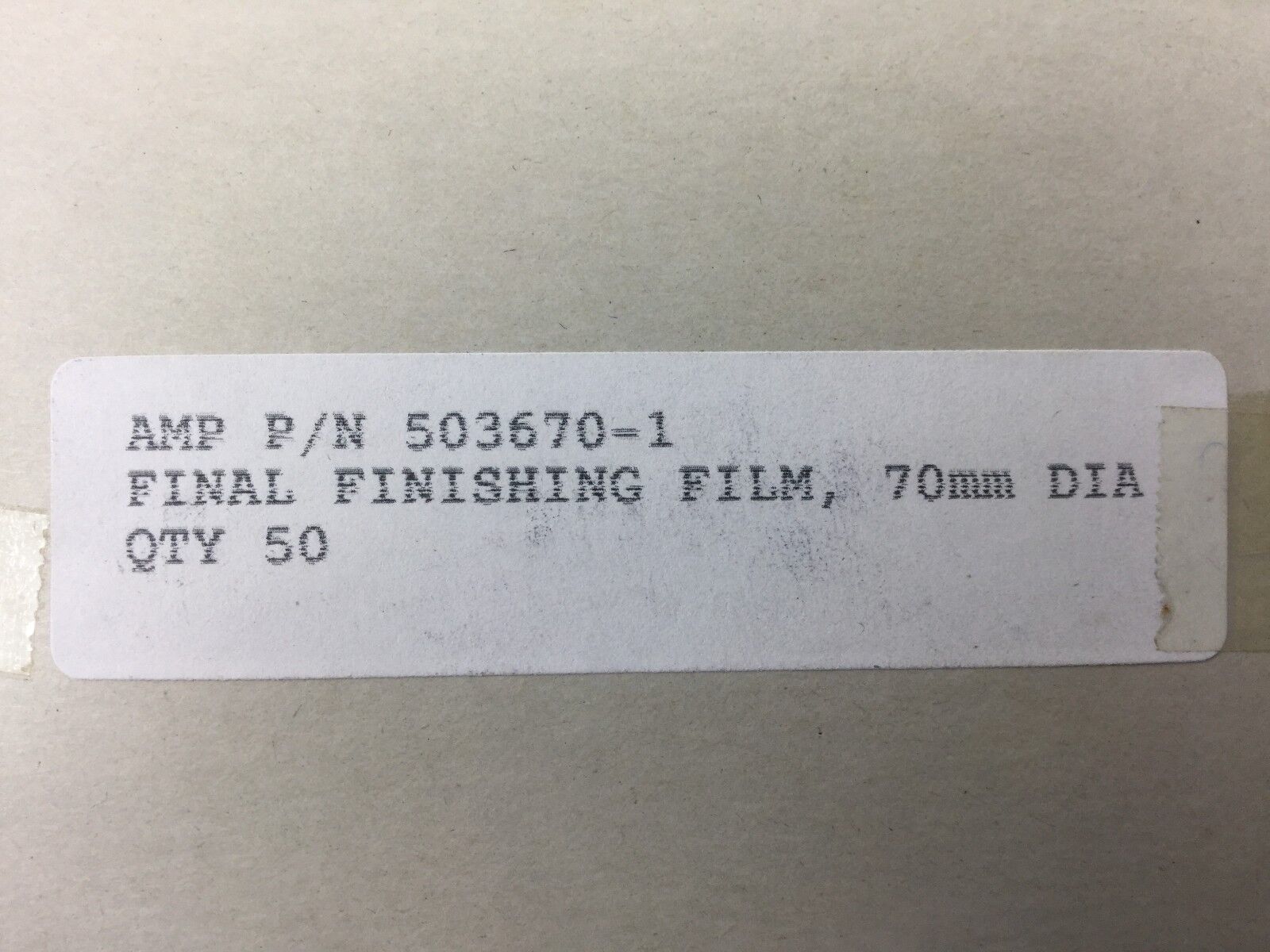 AMP Final Finishing Film, 70MM Dia QTY 50