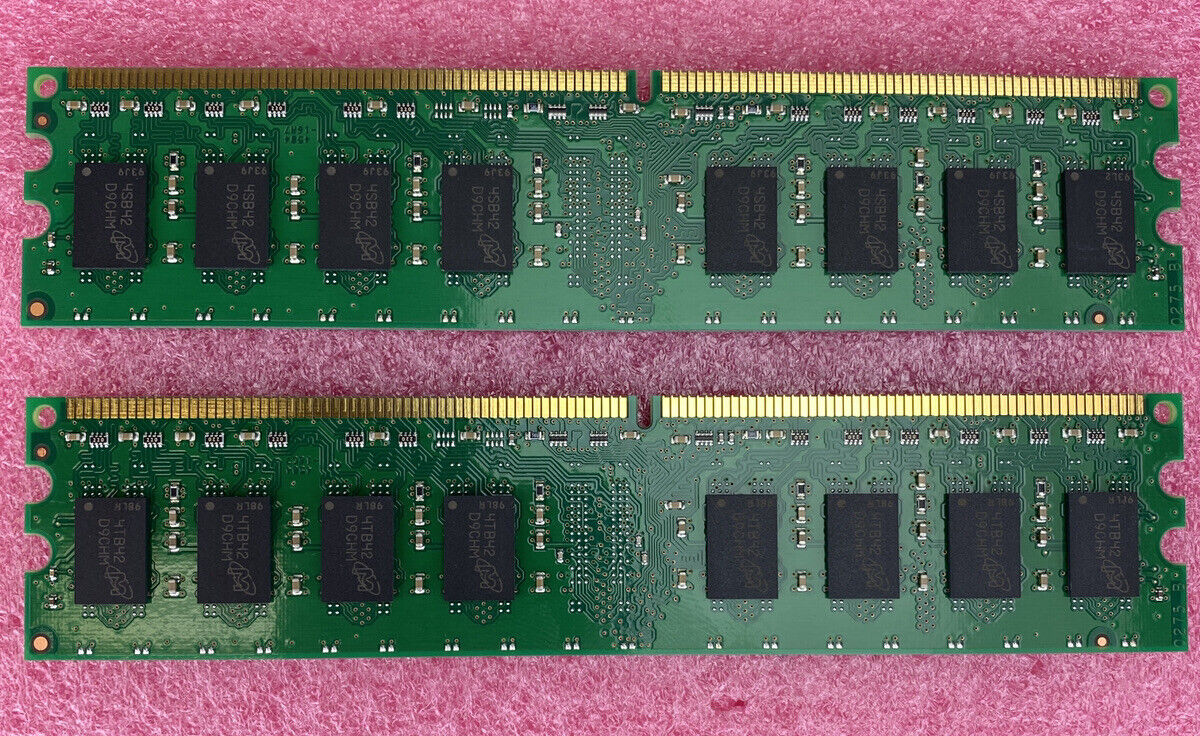 2x 512MB Micron MT16HTF6464AY-40EB2 DDR2 200447 PC2-3200U-333-11 2Rx8 RAM memory