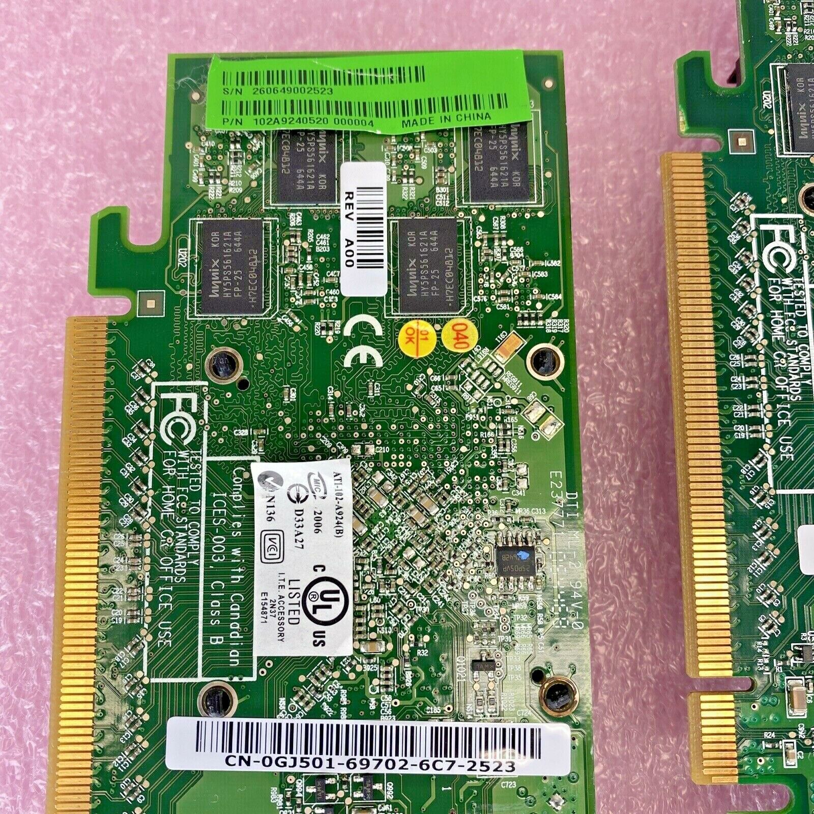 Lot of 2 ATI 0GJ501 Radeon 256MB DDR2 PCIe DMS-59 S-Video graphics card GPU