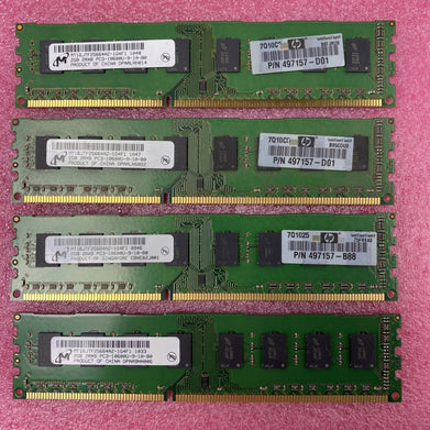 Lot of ( 4 ) 2GB Micron MT16JTF25664AZ-1G4F1 PC3-10600 DDR3 240-Pin DIMM Memory