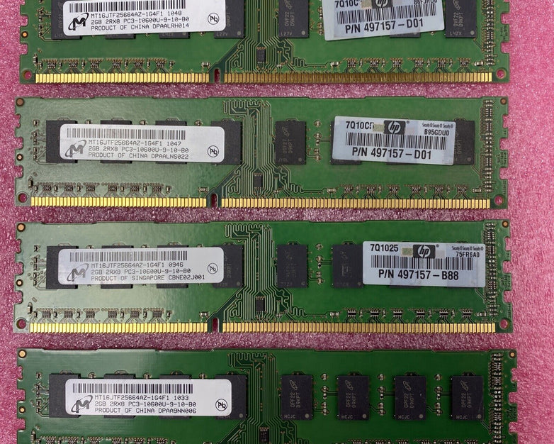 Lot of ( 4 ) 2GB Micron MT16JTF25664AZ-1G4F1 PC3-10600 DDR3 240-Pin DIMM Memory