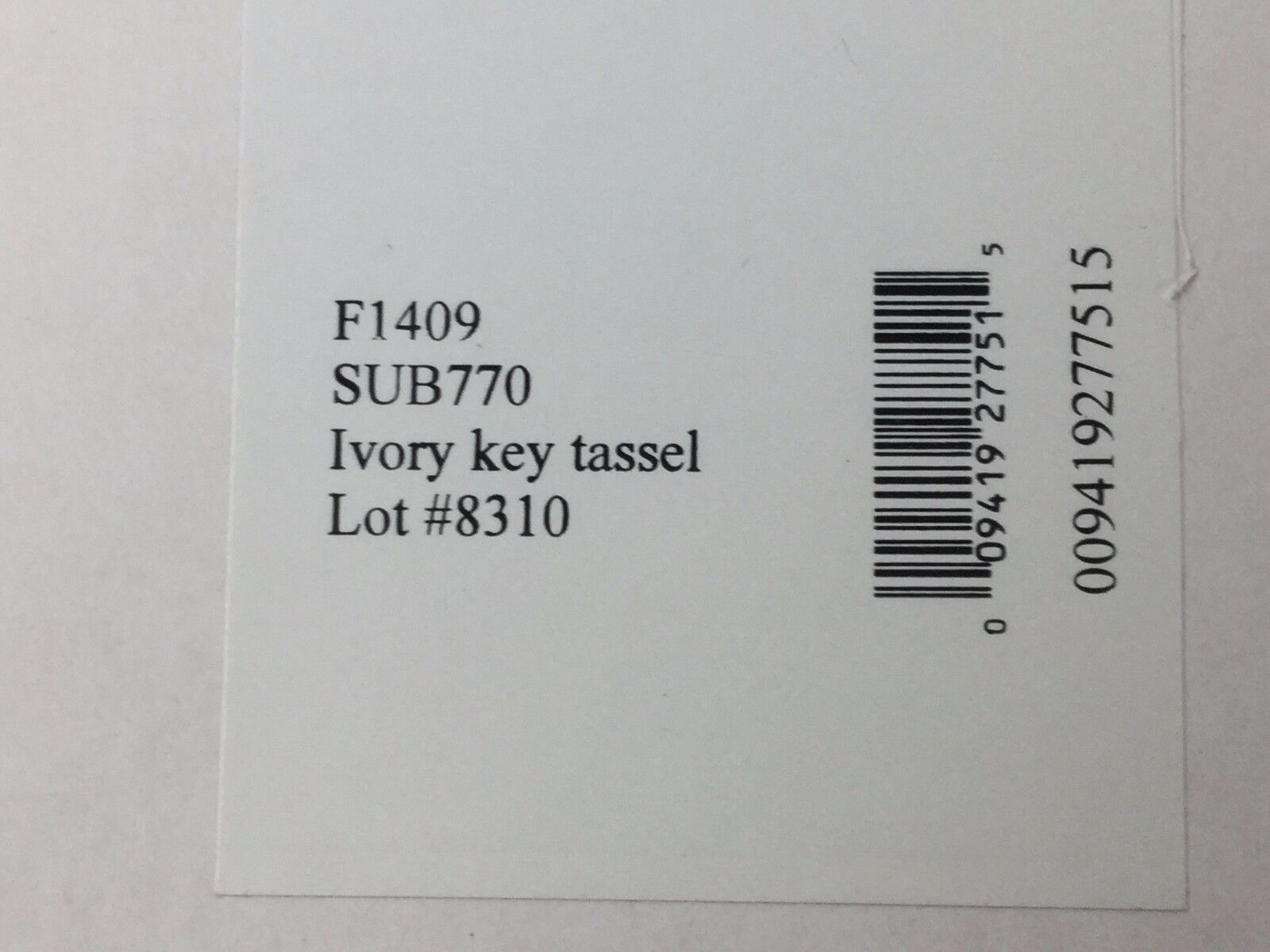 Lot of 12 Stiffel Northbrook Tassels,  8310 Ivory Key Color