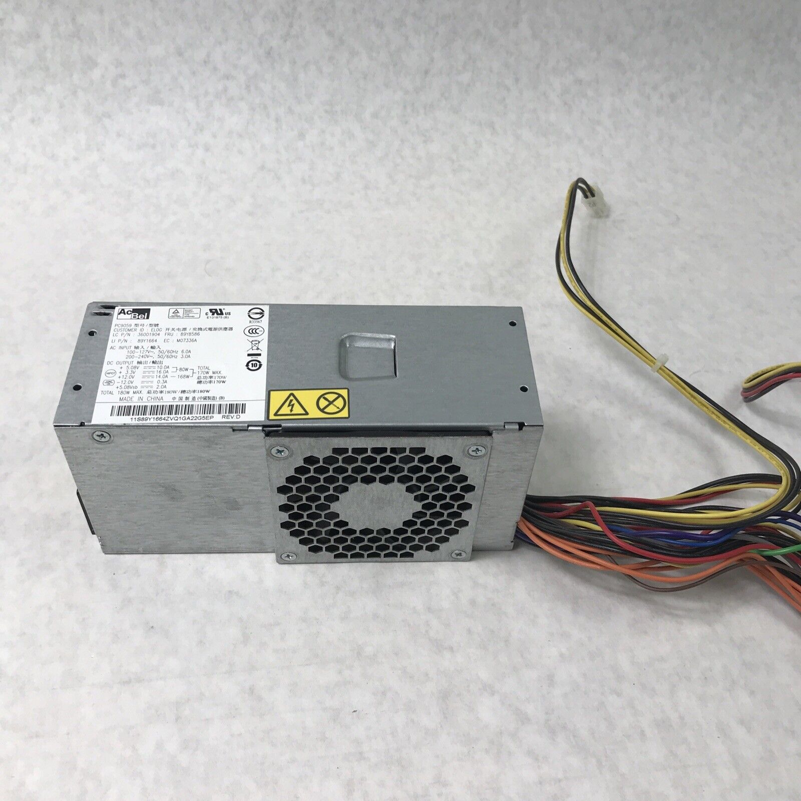 AcBel PC9059 60Hz 240V 6.0A 180W Power Supply 89Y1664 (Tested and Working)