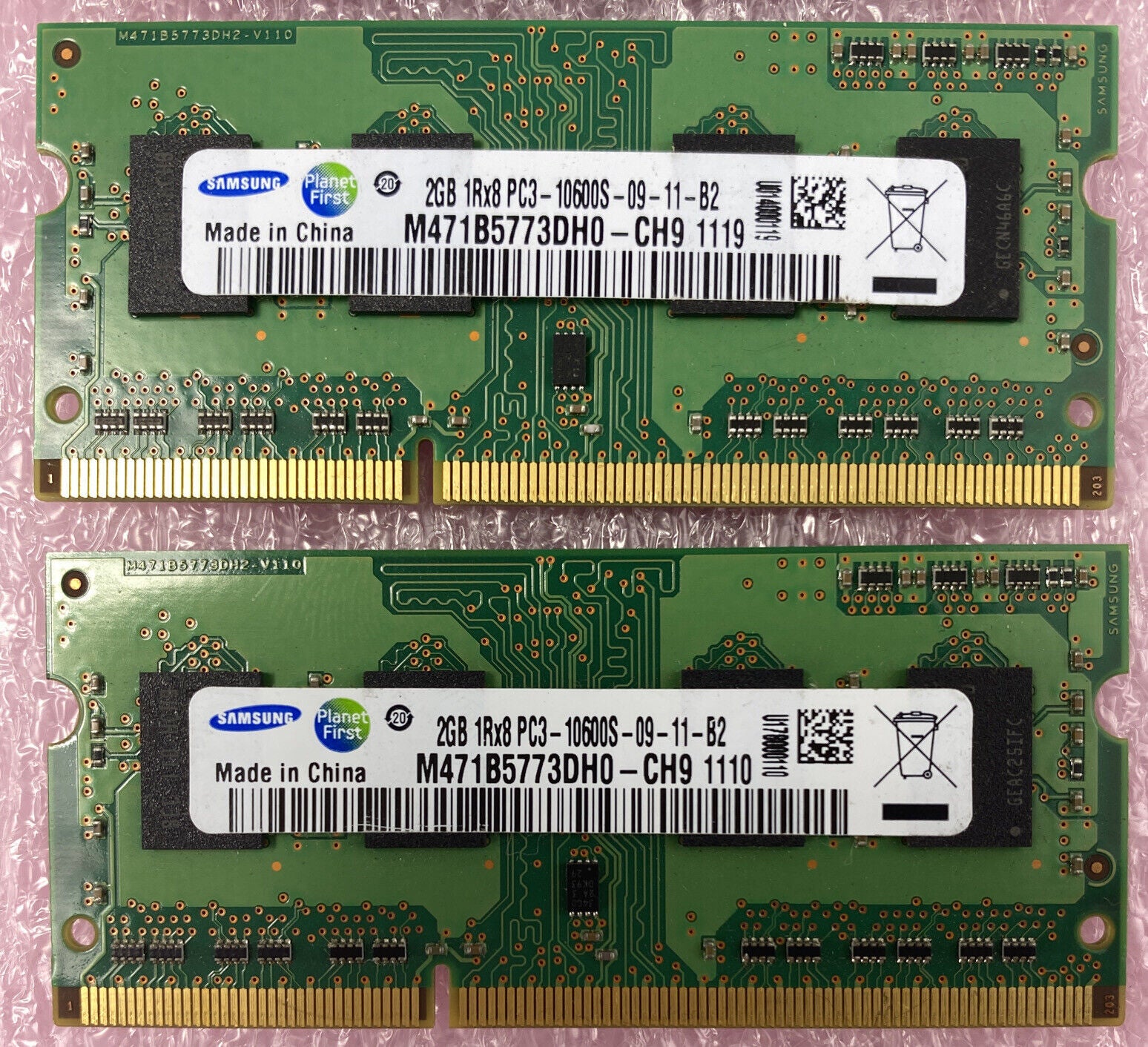 Lot( 4 ) 2GB Samsung M471B5773DH0-CH9 PC3-10600S DDR3 1333MHz 204pin SO-DIMM RAM