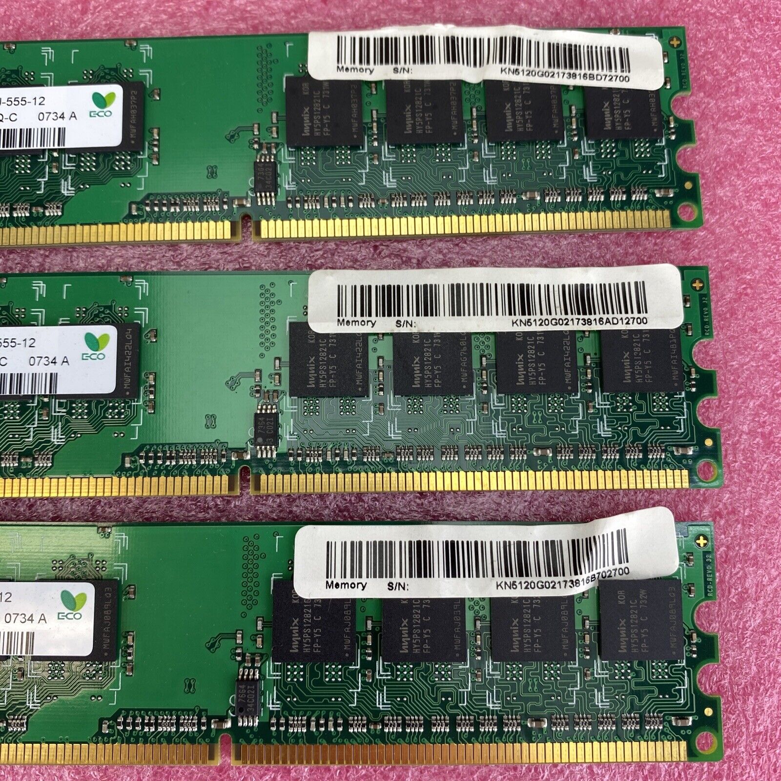 3x 512MB Hynix HYMP564U64CP8-Y5 PQ-C PC2-5300U 667MHz DDR2 1Rx8 memory RAM
