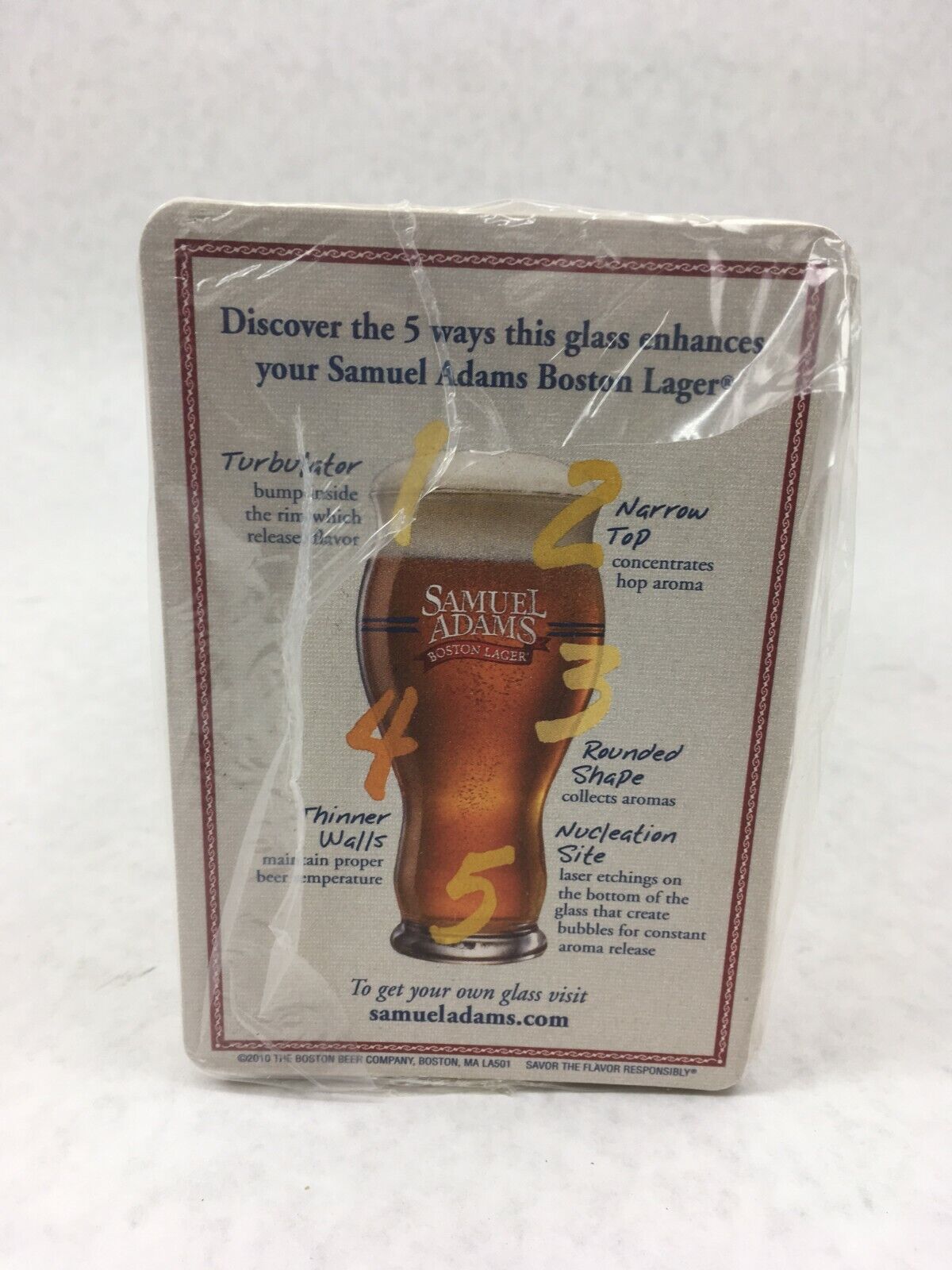 Sam Samuel Adams Beer Coaster Bar Barware Full Sleeve 125 Boston Lager 2010