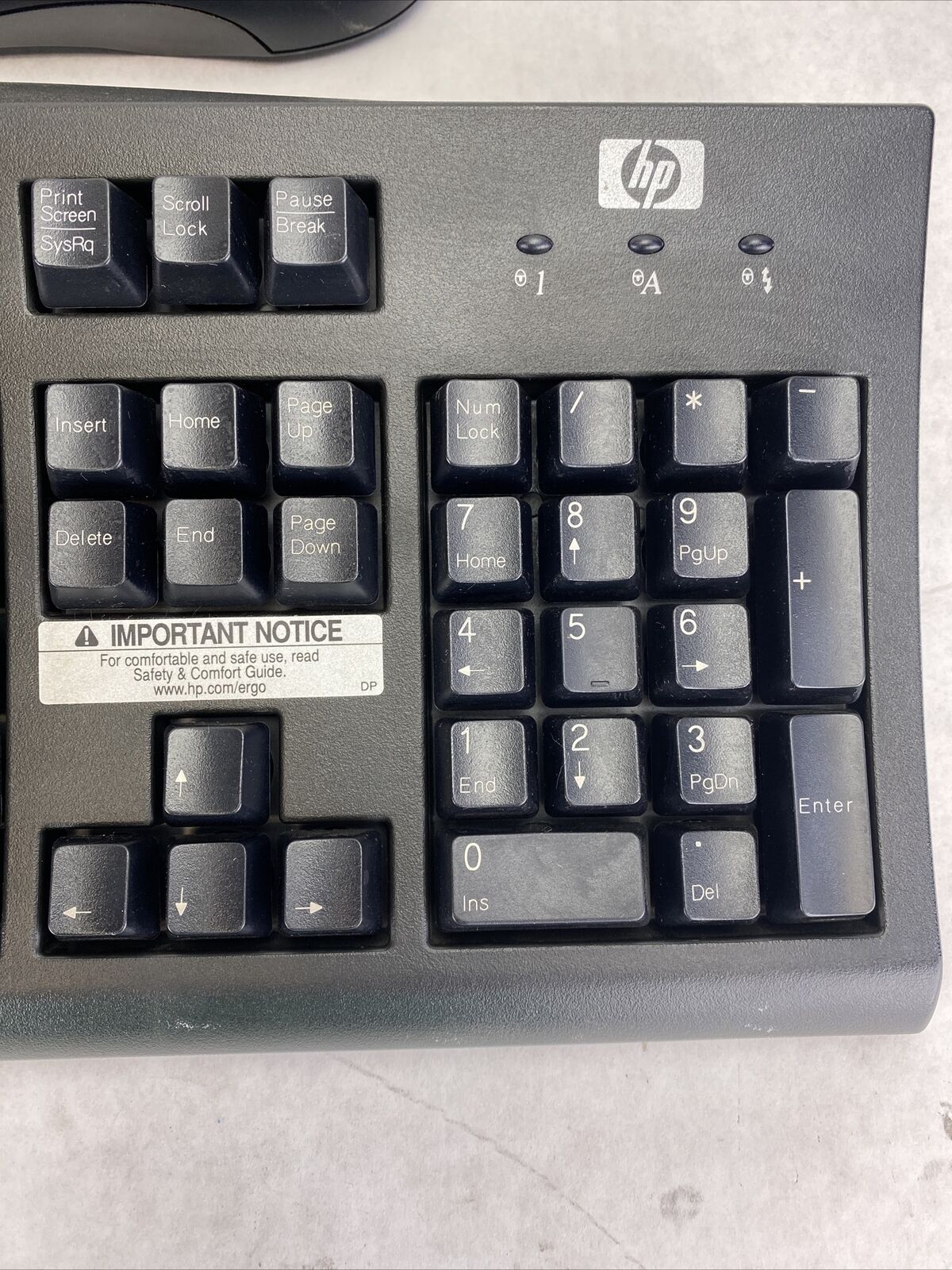 rare pair HP USB 3 button (no wheel) CAD mechanical mouse + USB clacky keyboard