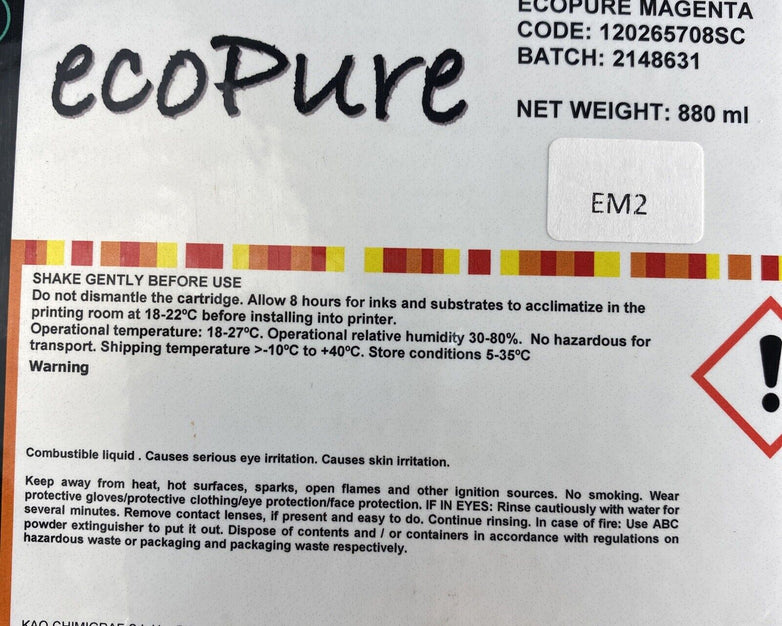 Kao Ecopure 120265708SC SS2 Ink Magenta for DX4 DX5 DX7 Printheads