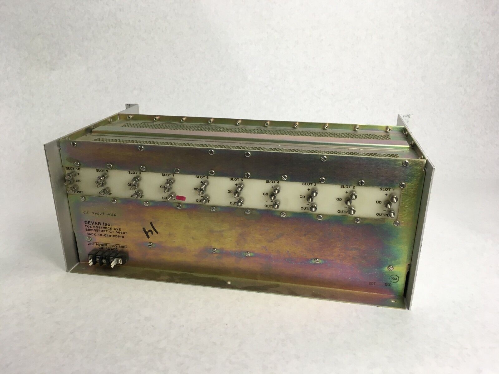 DEVAR INC Control Pneumatic To Electric Transmitter 10 Slot Case Rack
