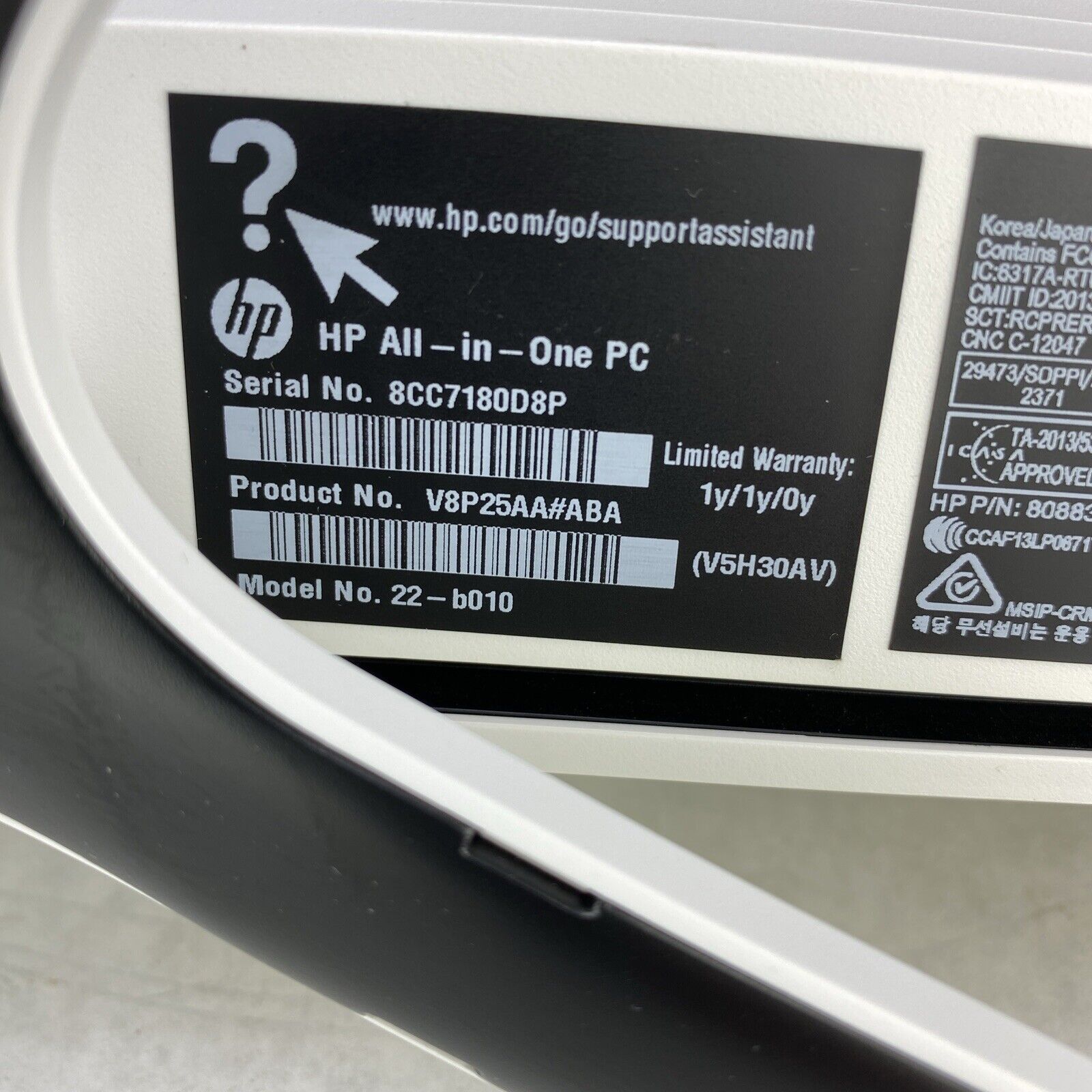 HP 22-b010 AIO AMD Quad-Core A6-7310 2.0GHz 4GB RAM WiFi No HDD No OS