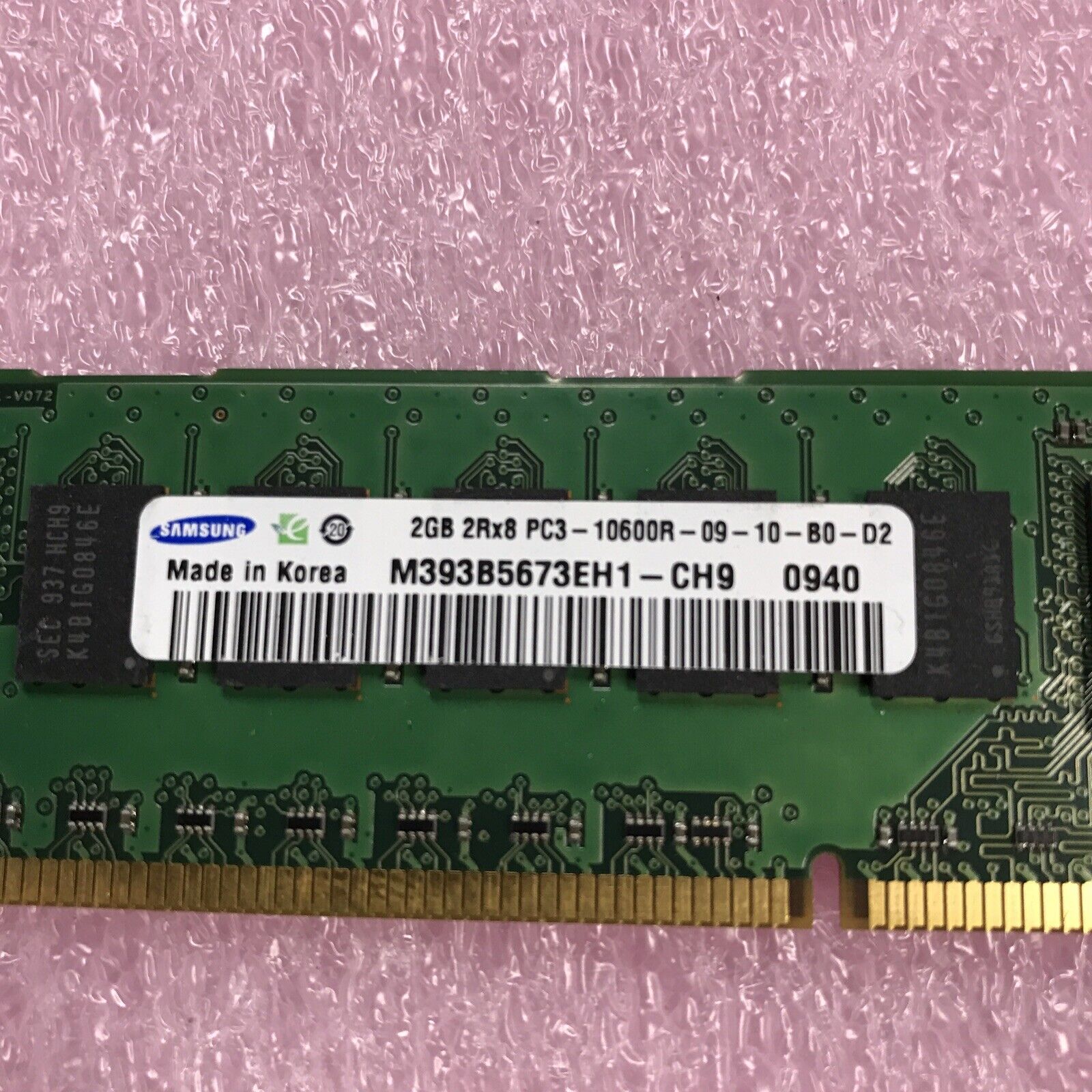 Samsung 4GB Kit 2x4GB 2Rx8 PC3-10600R-09-10-B0-D2 Server Ram M393B5673EH1