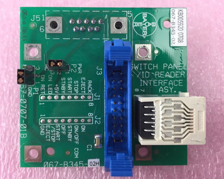 Bayer Switch Panel ID Reader Interface Assy Board 067-B345-02H