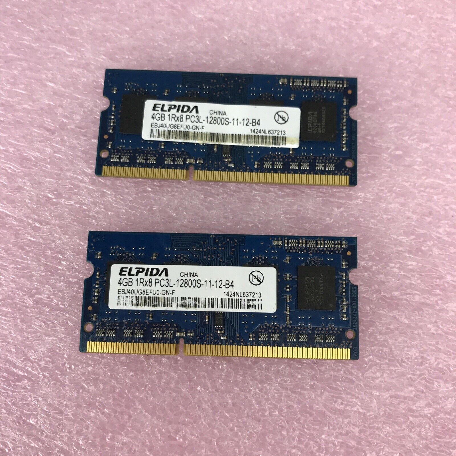 Lot of 2 Elpida 4GB 1Rx8 PC3L-12800S-11-12-B4 RAM Module EBJ4OUG8EFOU-GN-F