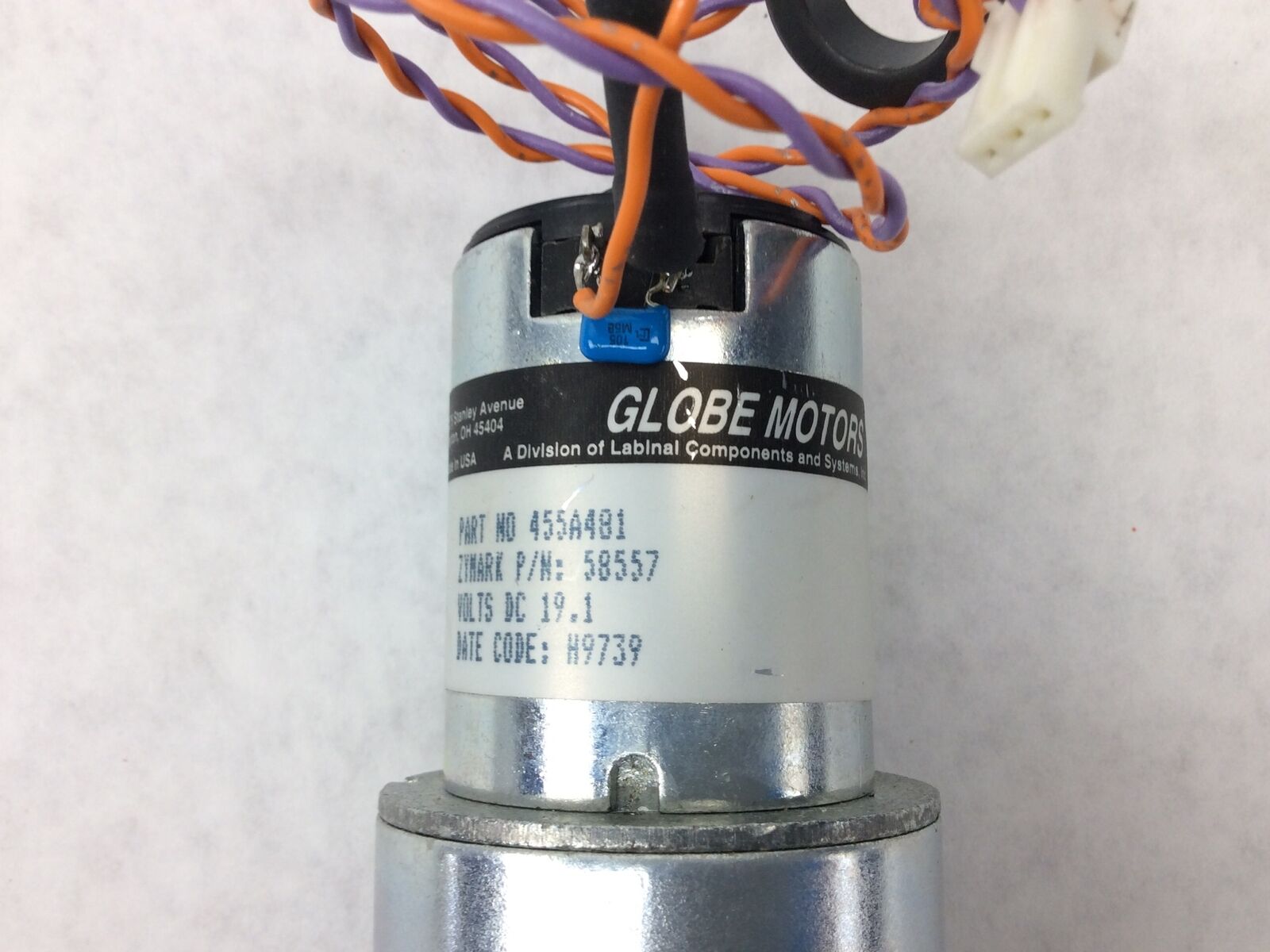 GLOBE MOTORS 455A481 ZYMARK 58557 19.1VDC