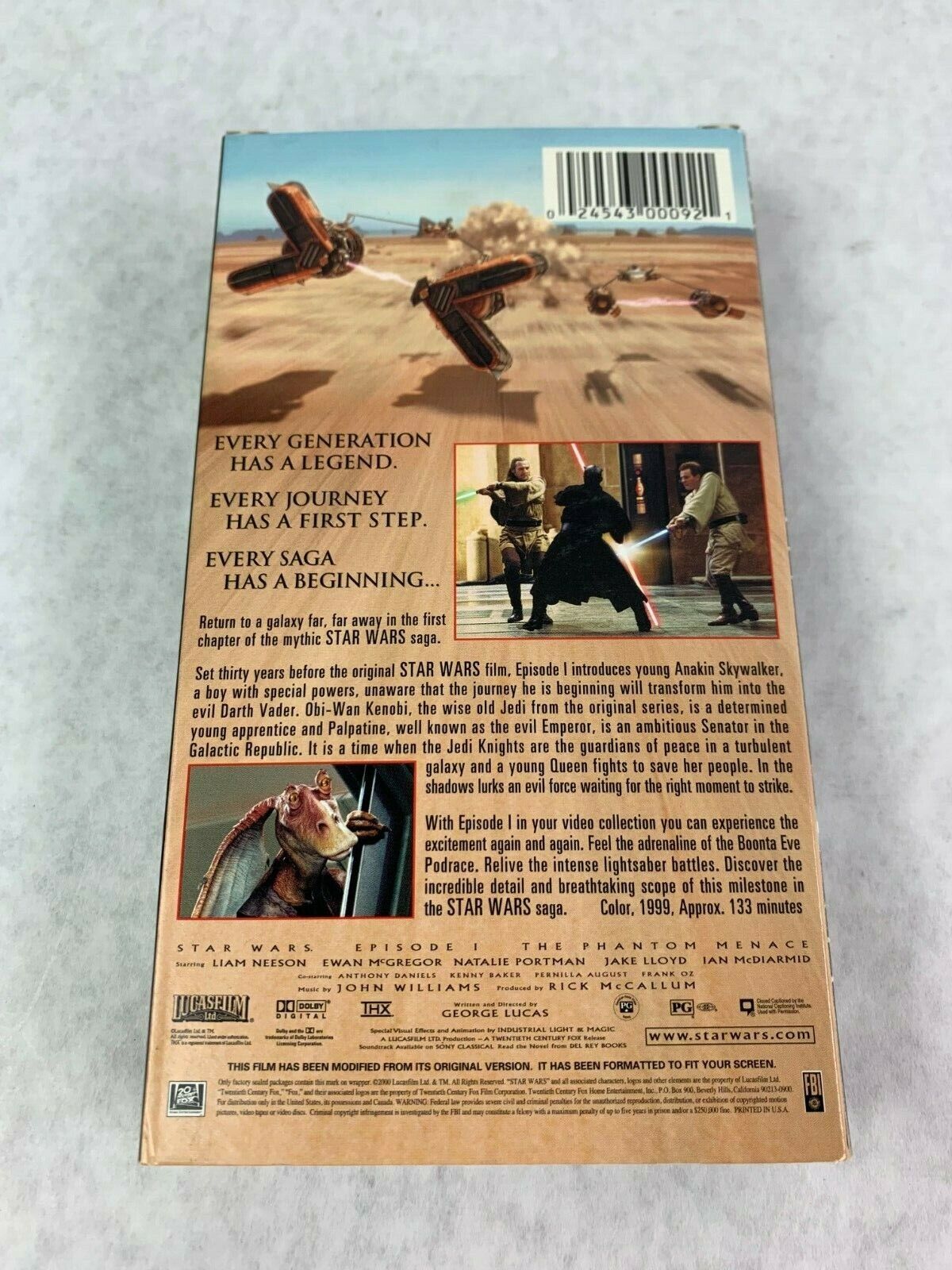 Vintage Classic Star Wars Episode I: The Phantom Menace 2000 VHS Tape Movie