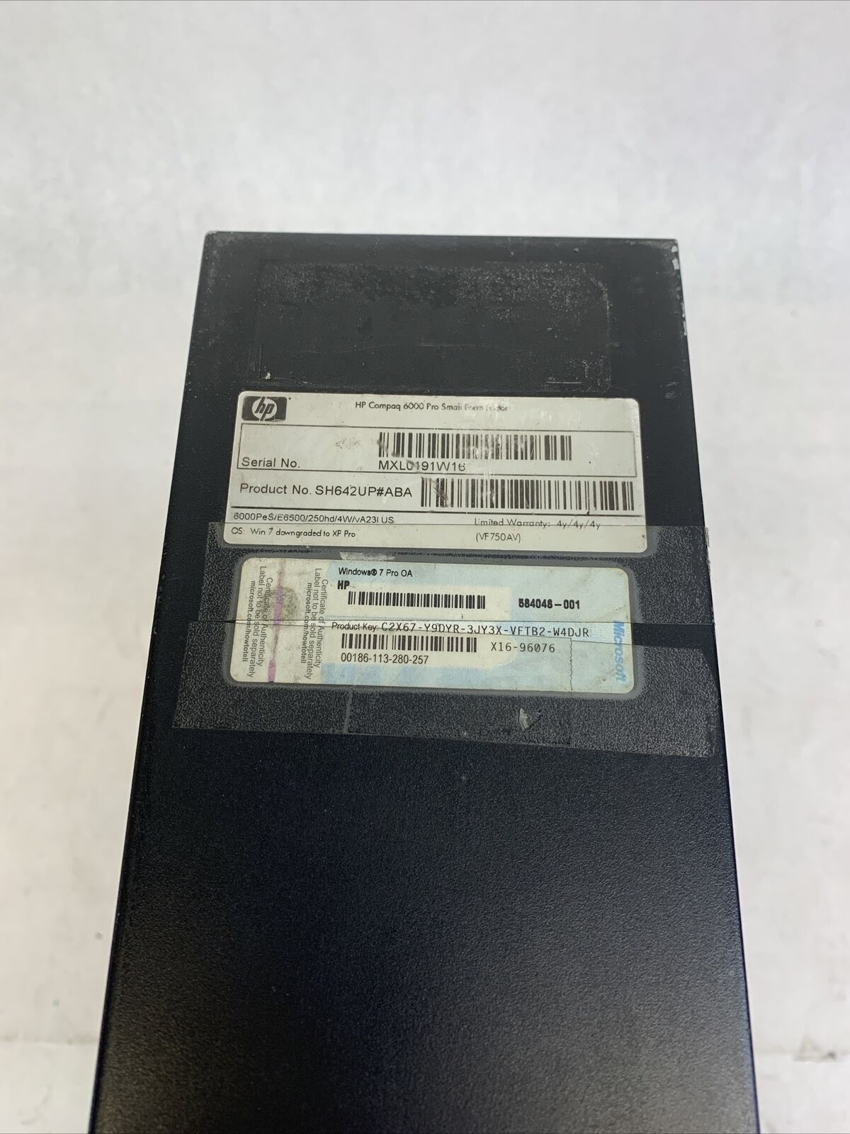 HP Compaq 6000 Pro SFF Intel Pentium Dual-Core E6500 2.93GHz 4GB RAM No HDDOS