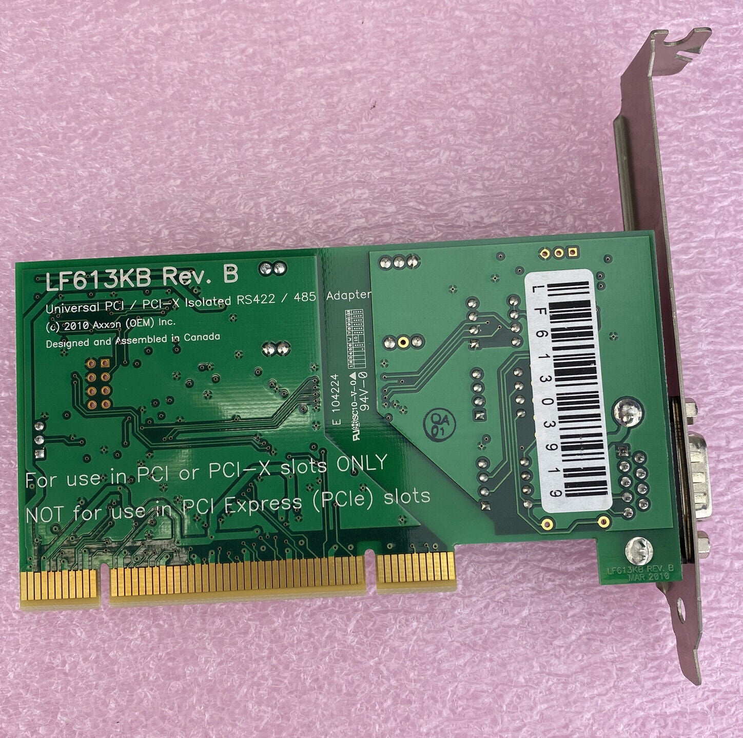 Axxon LF749KB REV. B PCI 1port galvanically isolated RS422/RS485 serial adapter