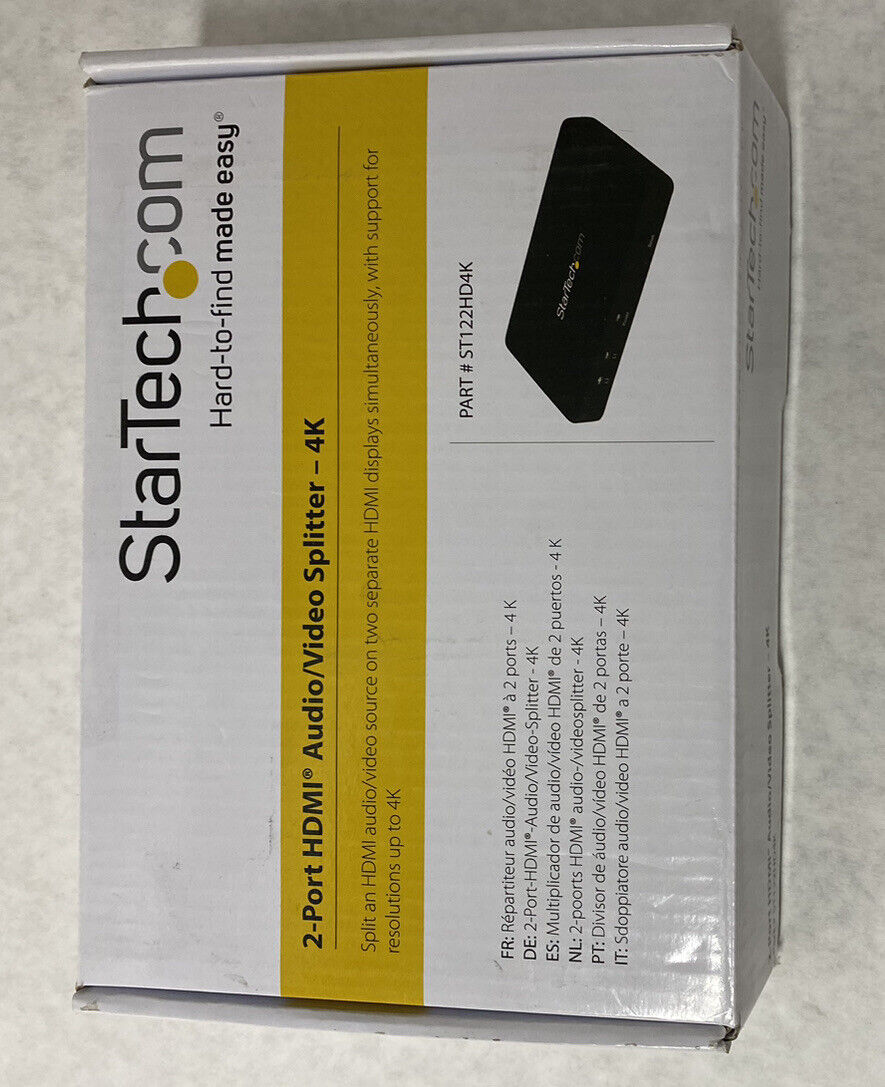 StarTech.Com ST122HD4K 2-Port HDMI Audio Video Splitter 4K