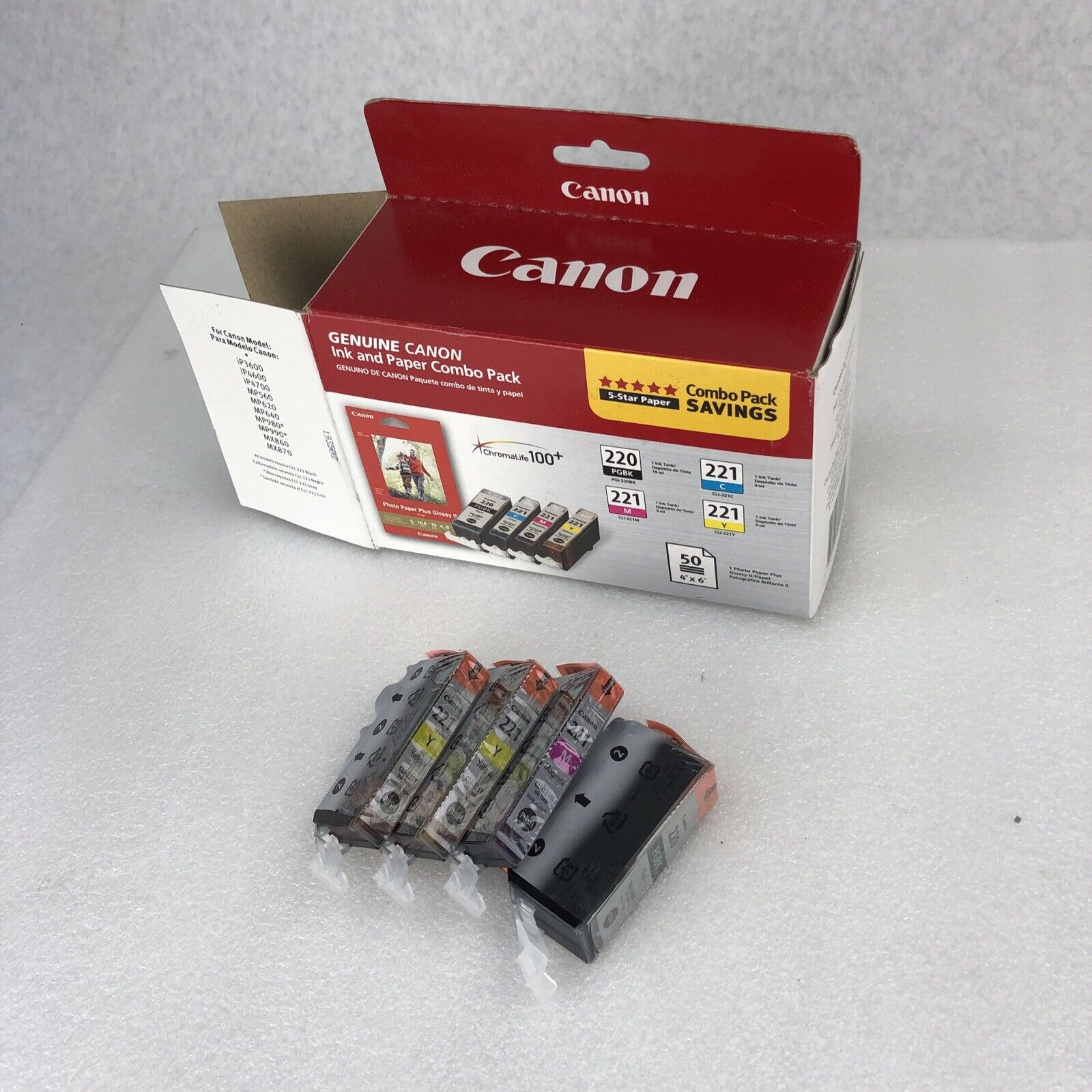 GENUINE CANON 220 & 221 Ink Combo Pack With Box