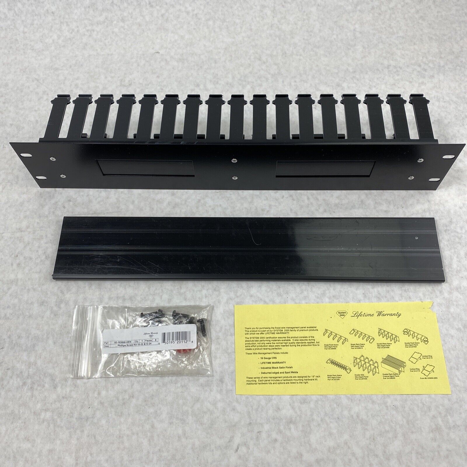2-RU 19" Rack Channel Cable Management Panel 34-207800-GENAK