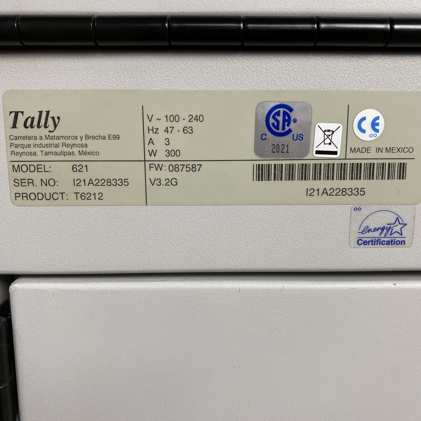 Tally T6212 Line Matrix Printer Quiet Case 150-1200 LPM 16MB 240H x 288V Repair