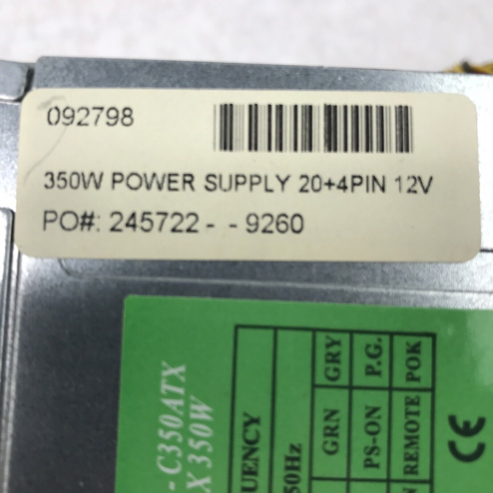 Allieo AL-C350ATX 350W 60Hz 230V Power Supply (Tested and Working)