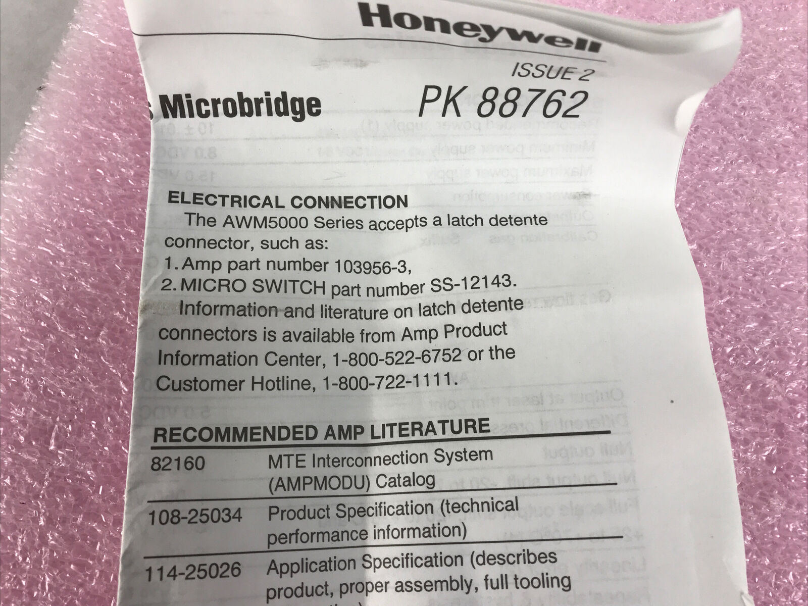 HONEYWELL AWM5102VN - DJY0936 - TECHNICAL ASSISTANCE
