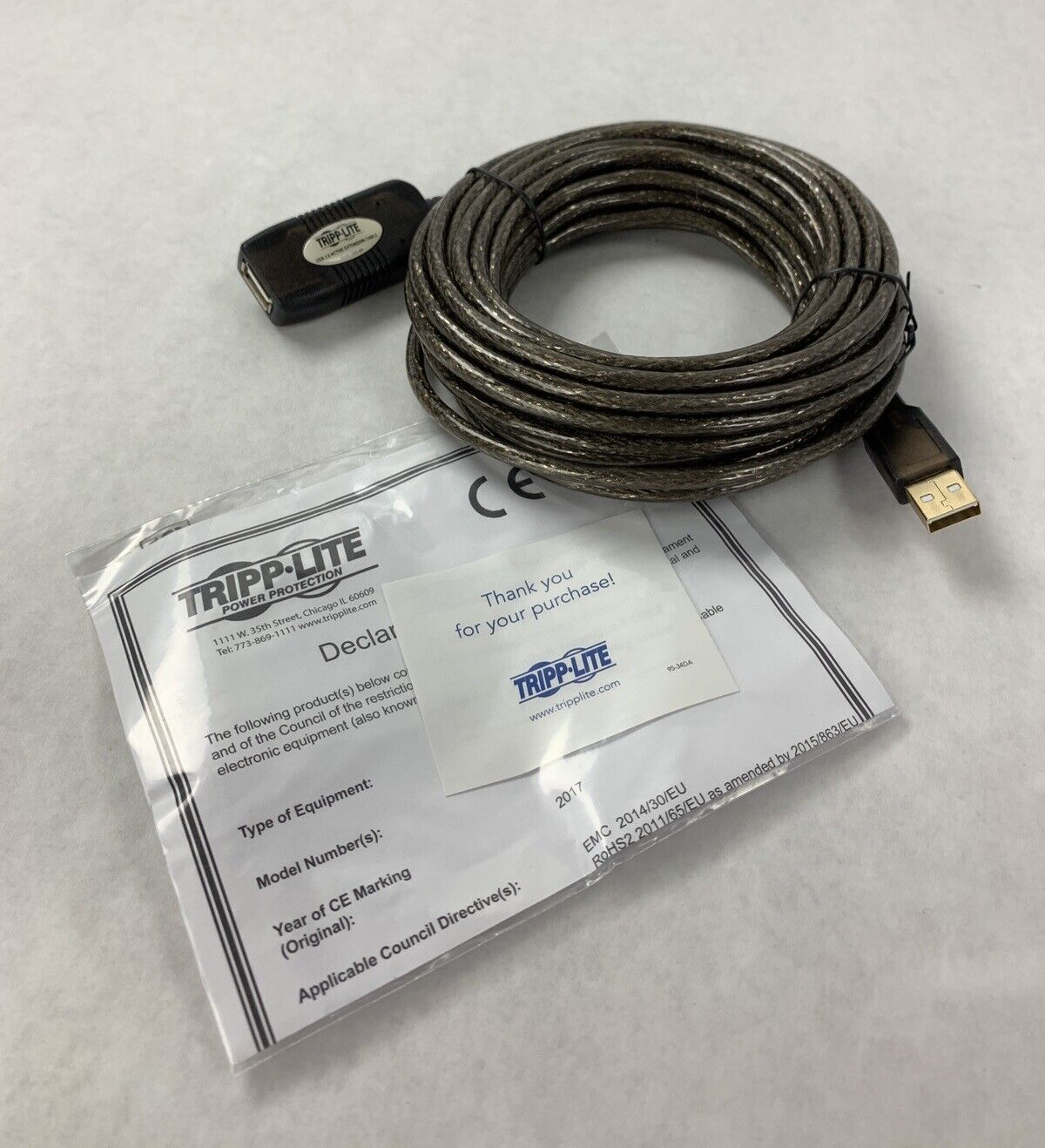 New Tripp Lite U026-025 7.62m USB A Male Female Black USB cable