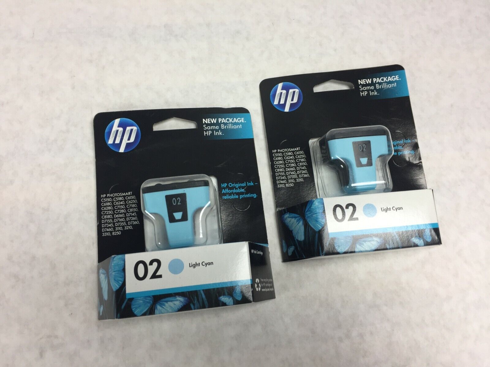 OEM HP 02 Light Cyan  Ink Cartridge C8774WN   Lot of 2   Warranty date Aug 2011