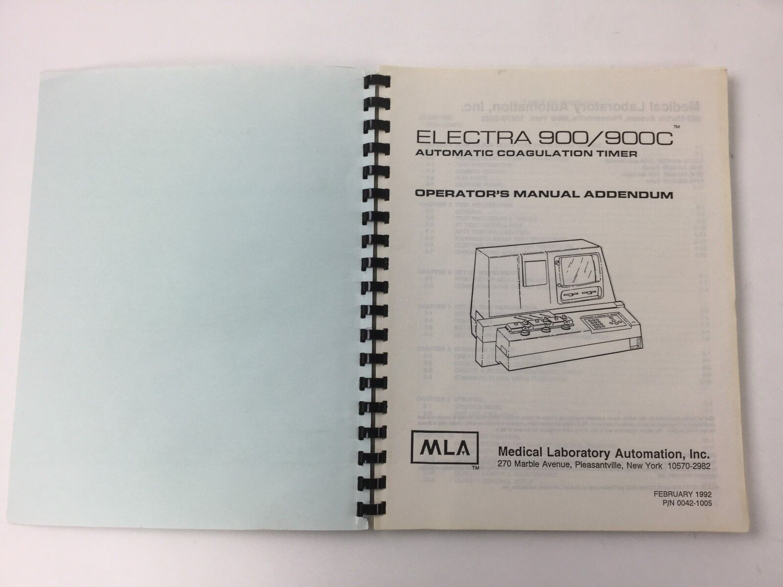 Medical Laboratory Operators Manual ADDENDUM for Electra 900 and 900C