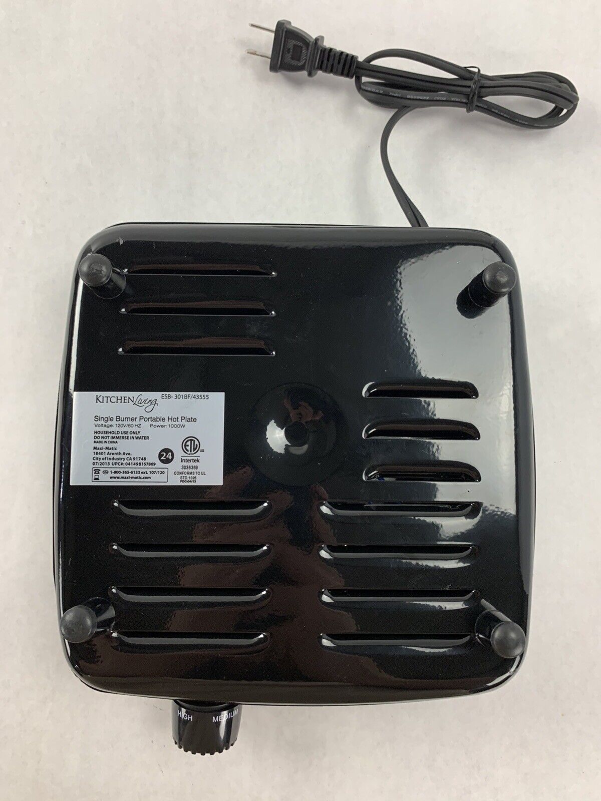 Kitchen Living  ESB-301BF/43555 Countertop Single Cast Iron Burner 1000 Watts