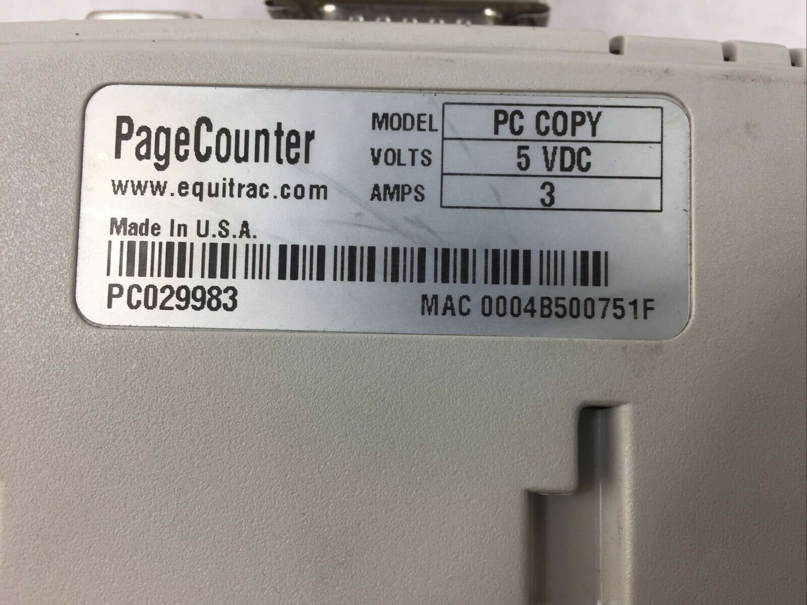 Equitrac PageCounter Model PC Copy
