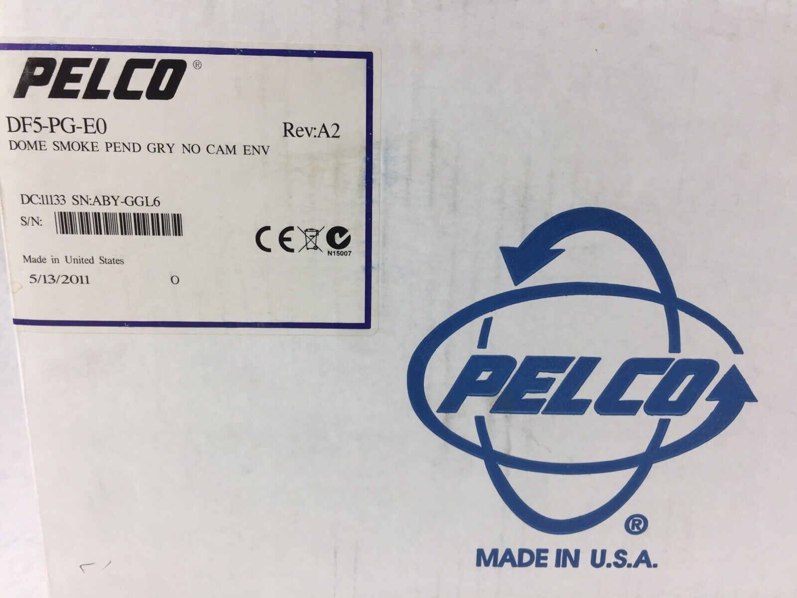 Pelco DF5-PG-E0 Series Fixed Mount Dome - Tinted Grey - No Camera