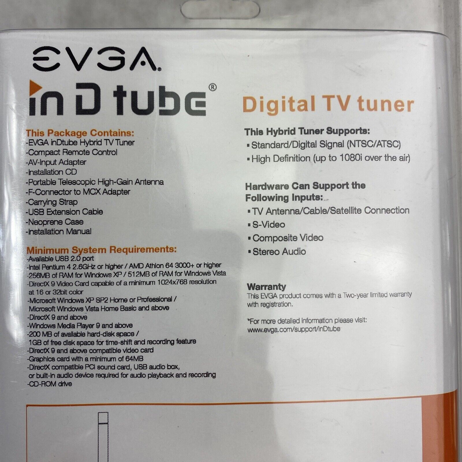 EVGA Hybrid Digital TV Tuner NOS NEW 100-U2-IDTV-A1 In D Tube ATSC/NTSC