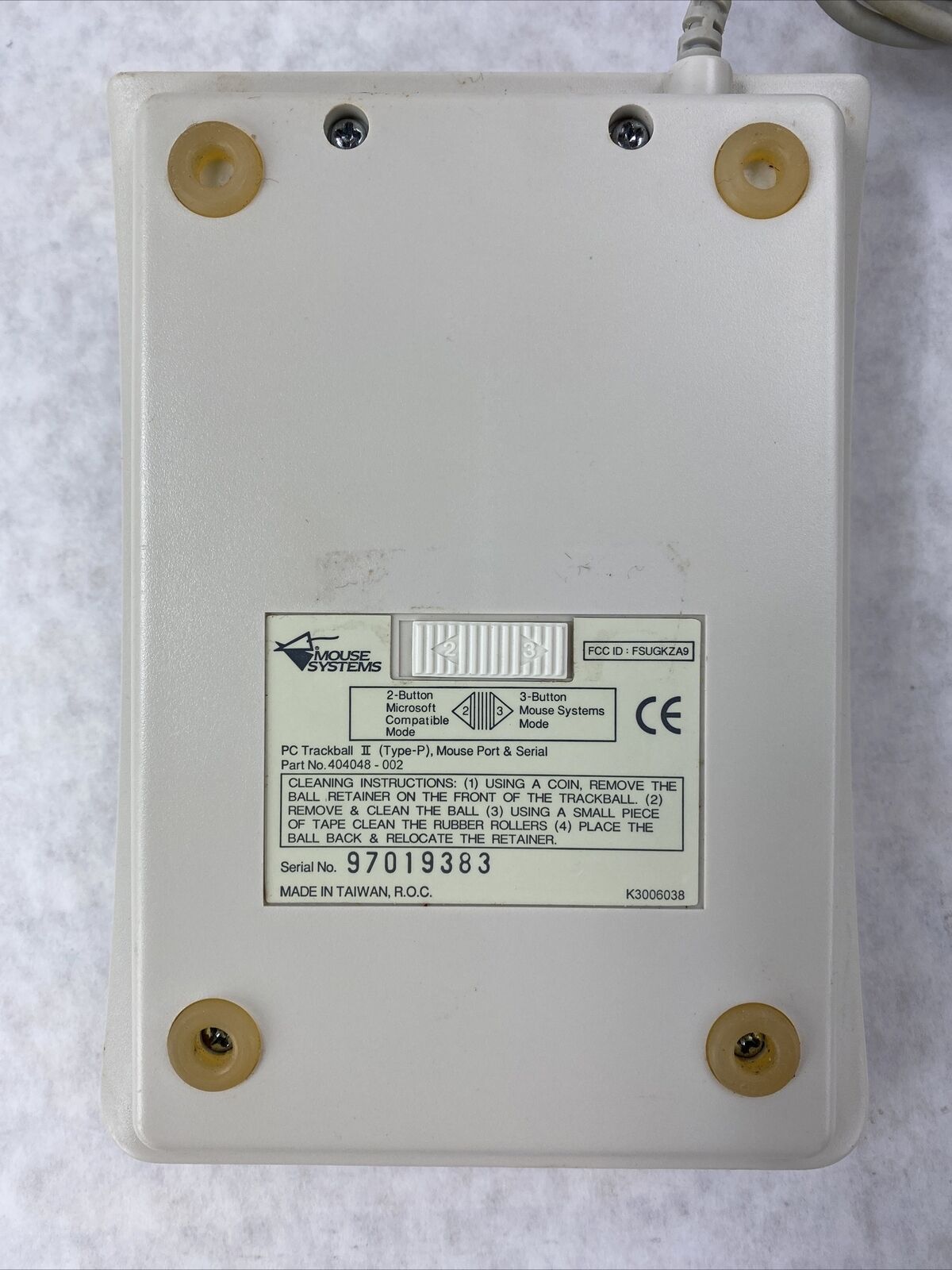 Mouse Systems 404048-002 Vintage 2 to 3 Button PC Trackball II Type P Mouse Port