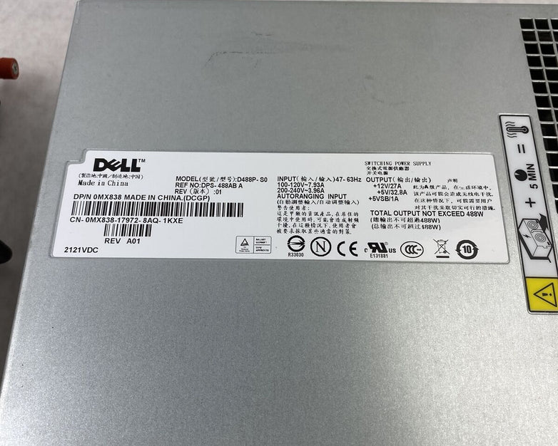 Lot of 2 Dell D488P-S0 Switching Power Supply Max 488W 12V 27A MX838