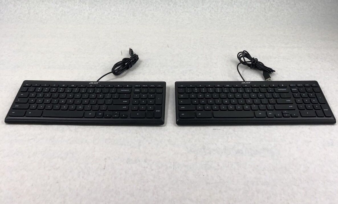 Lot of 2 Acer KB69211 USB Wired Slim Office Home Keyboard - Black