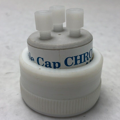Lot of 5 LabGlass Biotech Three Hole Cap Chromeware